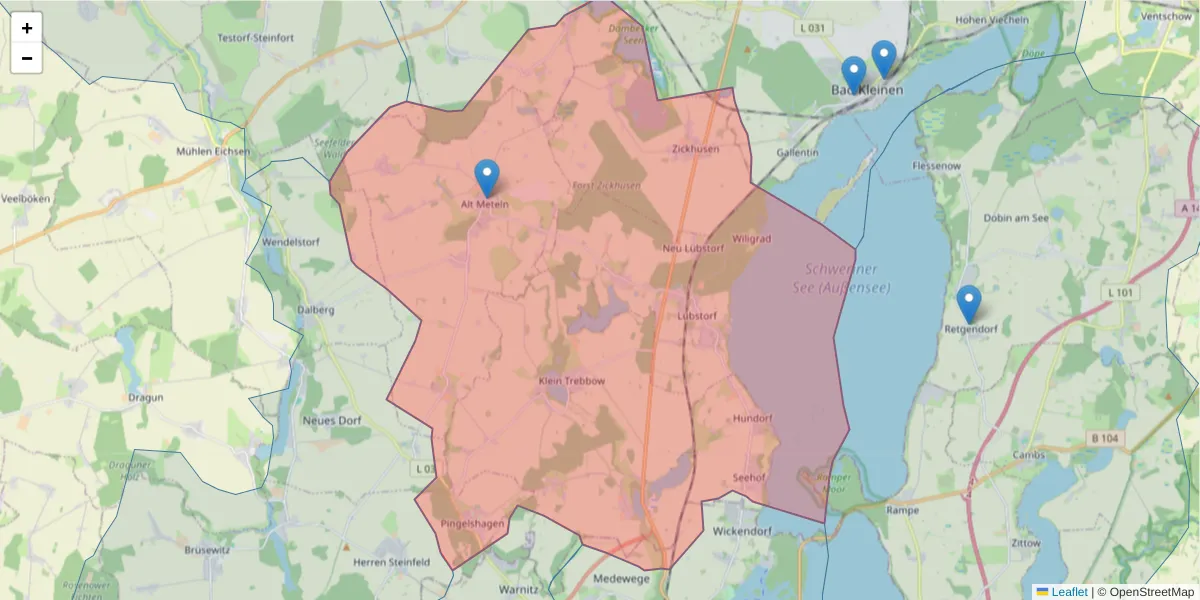 Karte des Postleitzahlen Bereichs  und der umliegenden Postleitzahlen in Deutschland