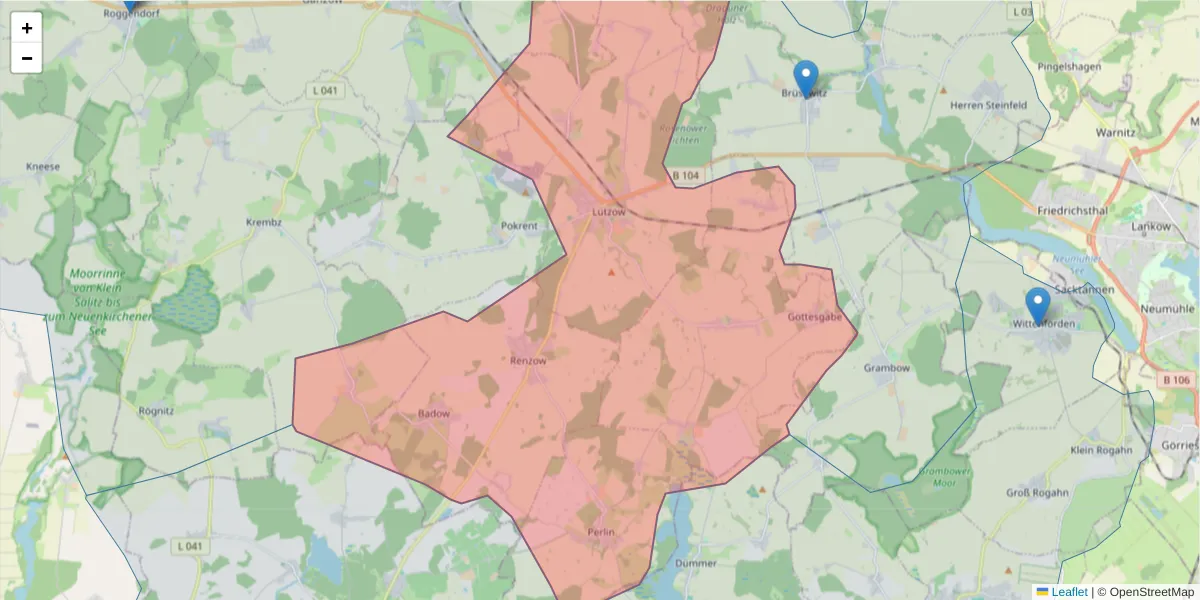 Karte des Postleitzahlen Bereichs  und der umliegenden Postleitzahlen in Deutschland