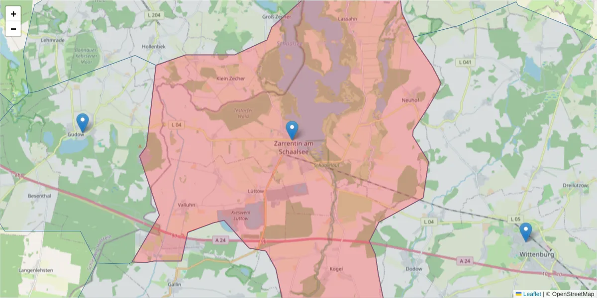 Karte des Postleitzahlen Bereichs  und der umliegenden Postleitzahlen in Deutschland