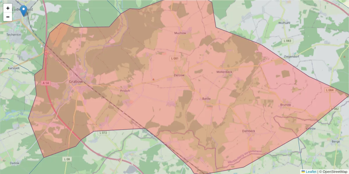 Karte des Postleitzahlen Bereichs  und der umliegenden Postleitzahlen in Deutschland