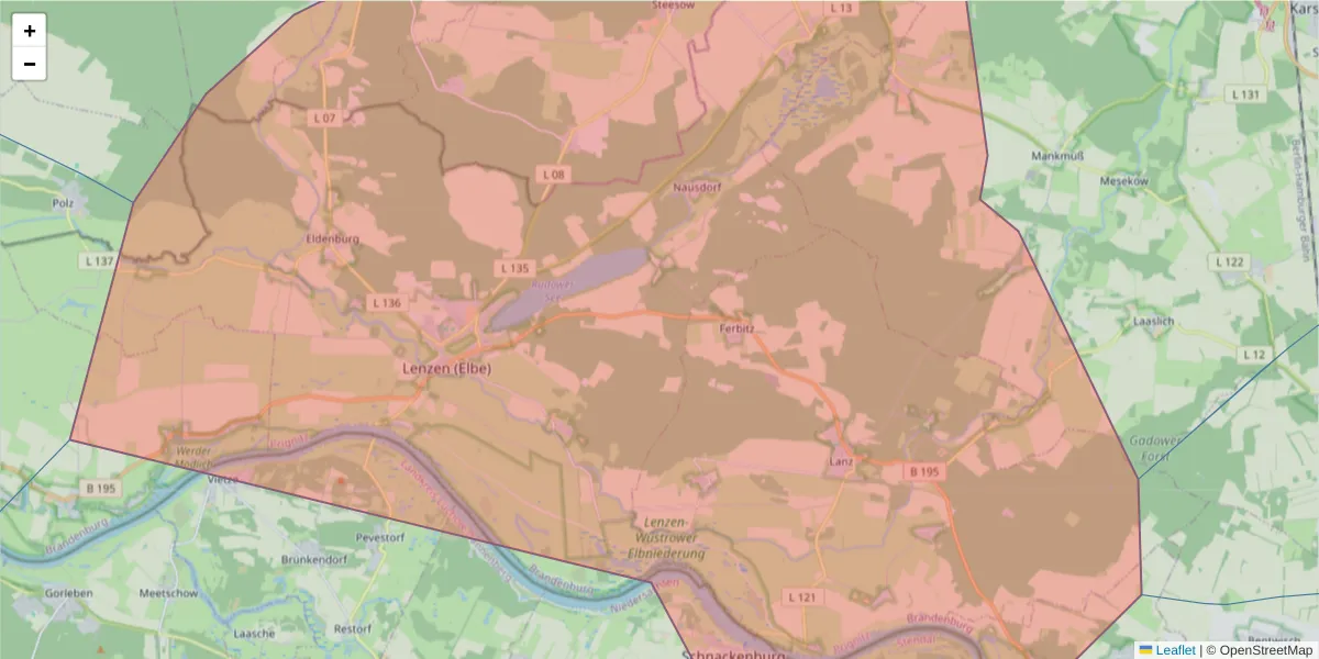 Karte des Postleitzahlen Bereichs  und der umliegenden Postleitzahlen in Deutschland