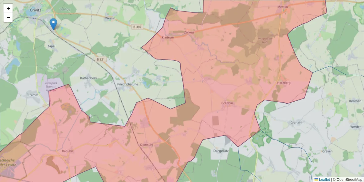 Karte des Postleitzahlen Bereichs  und der umliegenden Postleitzahlen in Deutschland