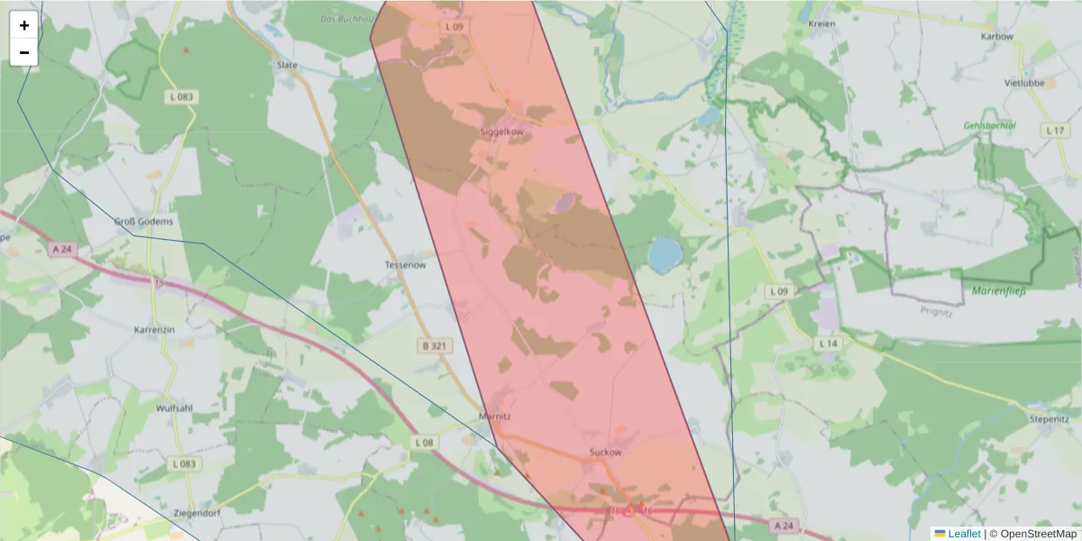 Karte des Postleitzahlen Bereichs  und der umliegenden Postleitzahlen in Deutschland