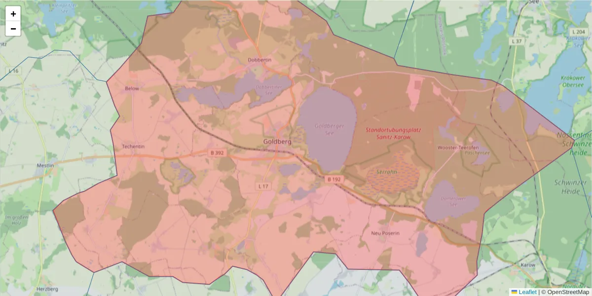 Karte des Postleitzahlen Bereichs  und der umliegenden Postleitzahlen in Deutschland