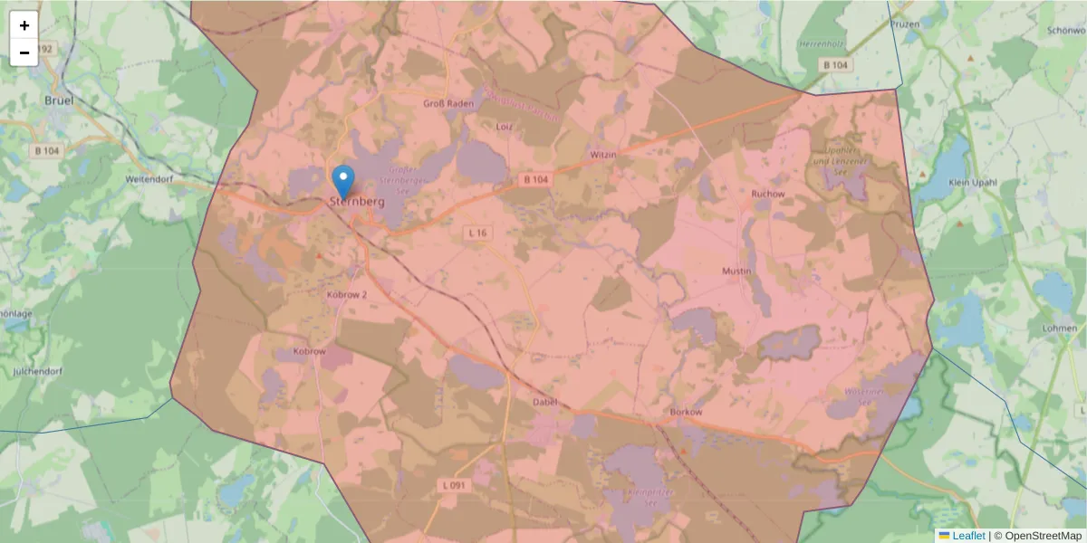 Karte des Postleitzahlen Bereichs  und der umliegenden Postleitzahlen in Deutschland