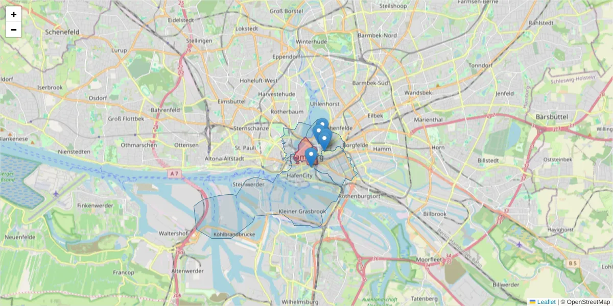 Karte des Postleitzahlen Bereichs  und der umliegenden Postleitzahlen in Deutschland