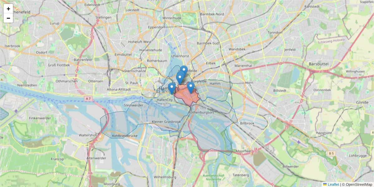 Karte des Postleitzahlen Bereichs  und der umliegenden Postleitzahlen in Deutschland