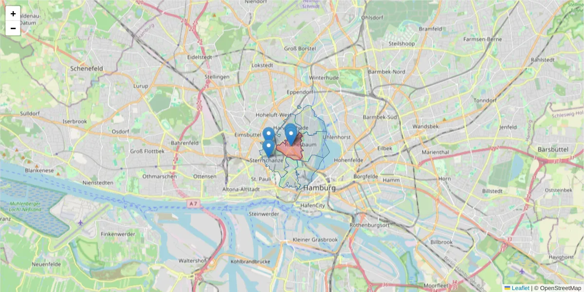 Karte des Postleitzahlen Bereichs  und der umliegenden Postleitzahlen in Deutschland