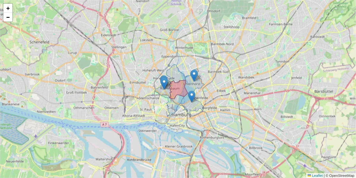 Karte des Postleitzahlen Bereichs  und der umliegenden Postleitzahlen in Deutschland