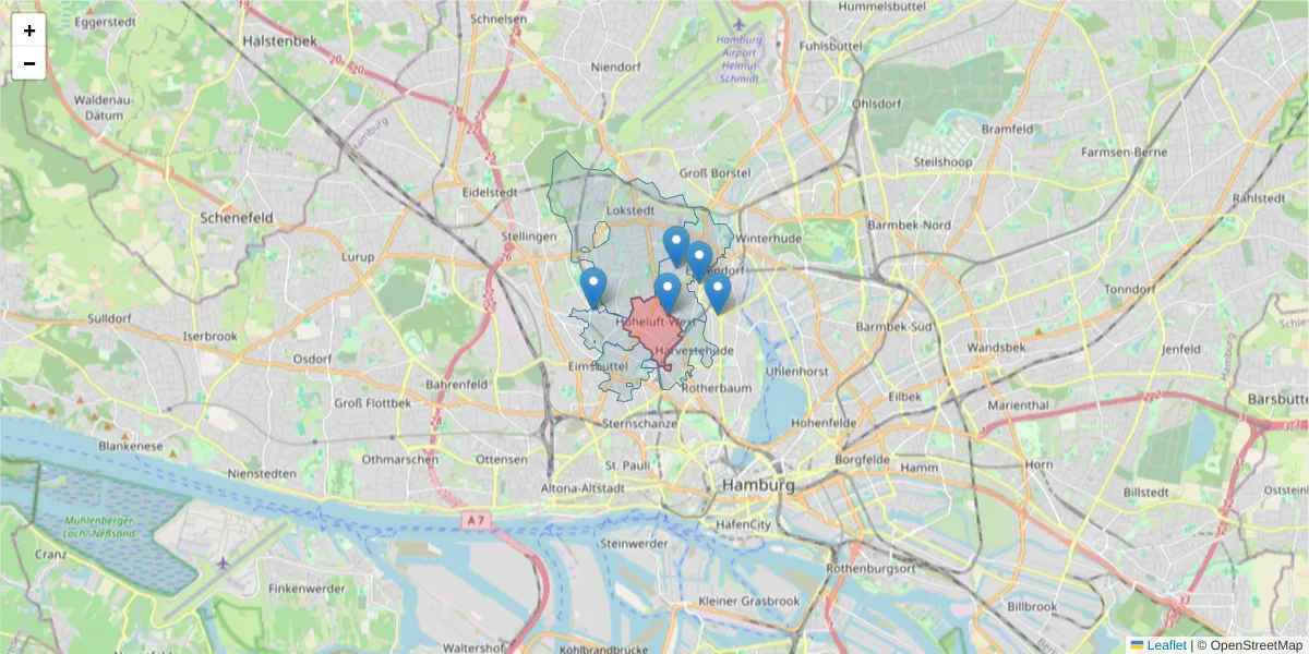 Karte des Postleitzahlen Bereichs  und der umliegenden Postleitzahlen in Deutschland