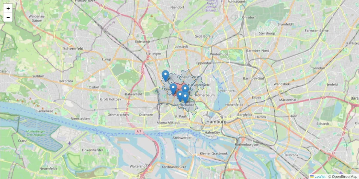 Karte des Postleitzahlen Bereichs  und der umliegenden Postleitzahlen in Deutschland