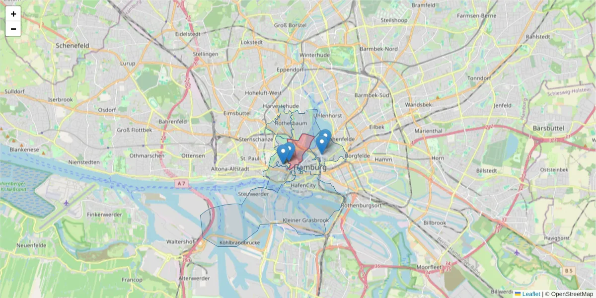 Karte des Postleitzahlen Bereichs  und der umliegenden Postleitzahlen in Deutschland