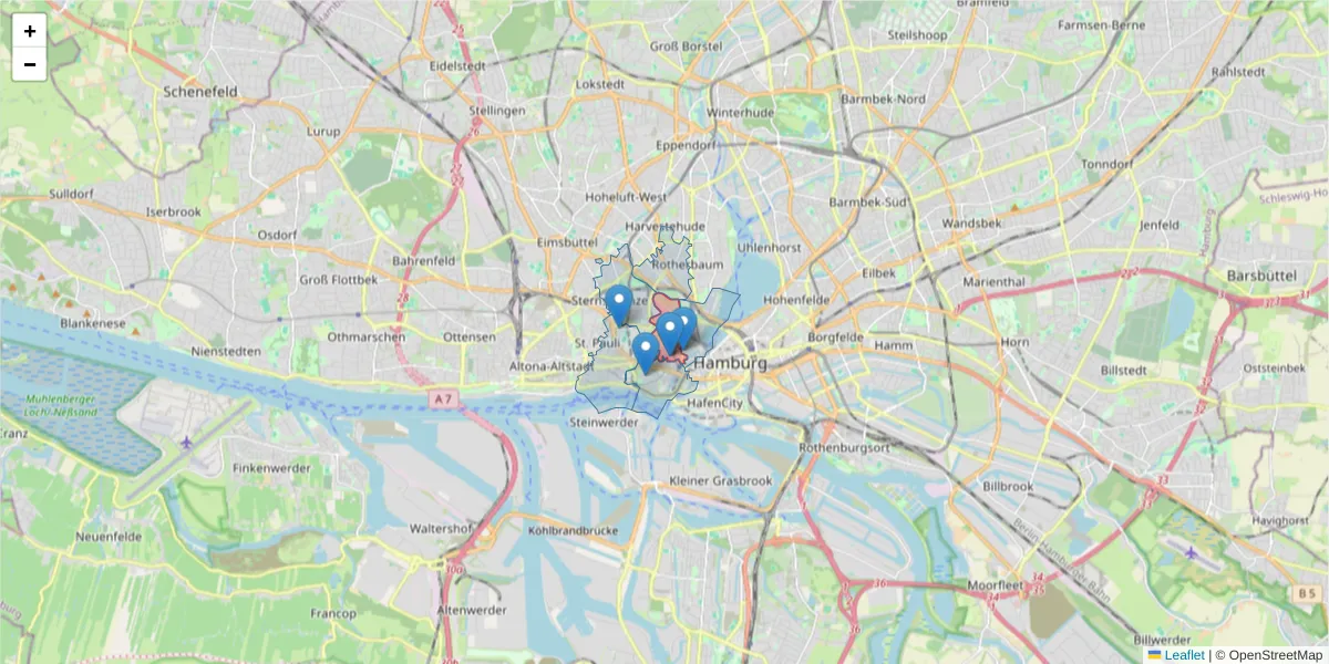 Karte des Postleitzahlen Bereichs  und der umliegenden Postleitzahlen in Deutschland