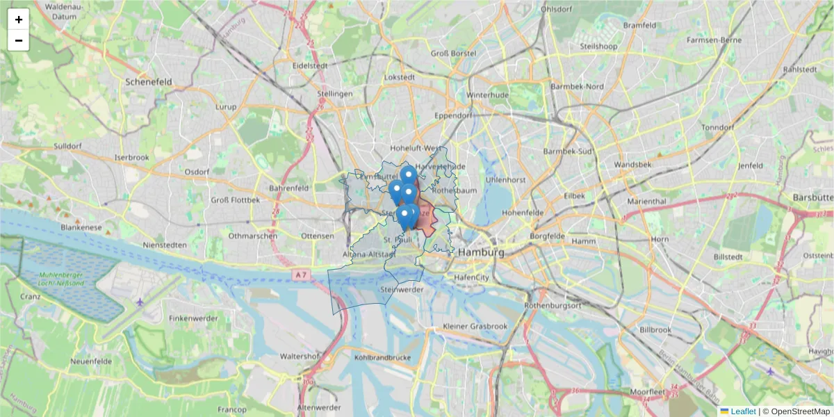 Karte des Postleitzahlen Bereichs  und der umliegenden Postleitzahlen in Deutschland