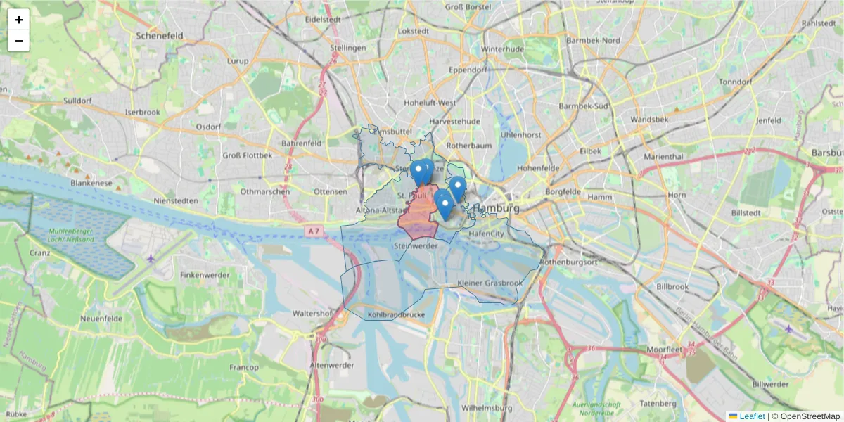 Karte des Postleitzahlen Bereichs  und der umliegenden Postleitzahlen in Deutschland