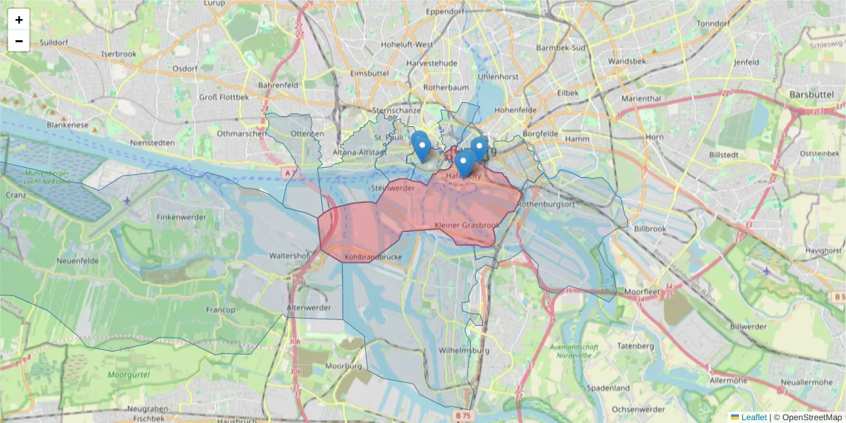 Karte des Postleitzahlen Bereichs  und der umliegenden Postleitzahlen in Deutschland