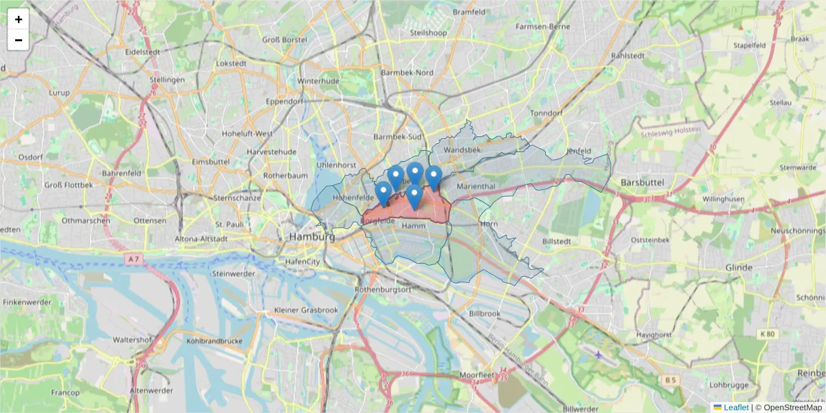 Karte des Postleitzahlen Bereichs  und der umliegenden Postleitzahlen in Deutschland