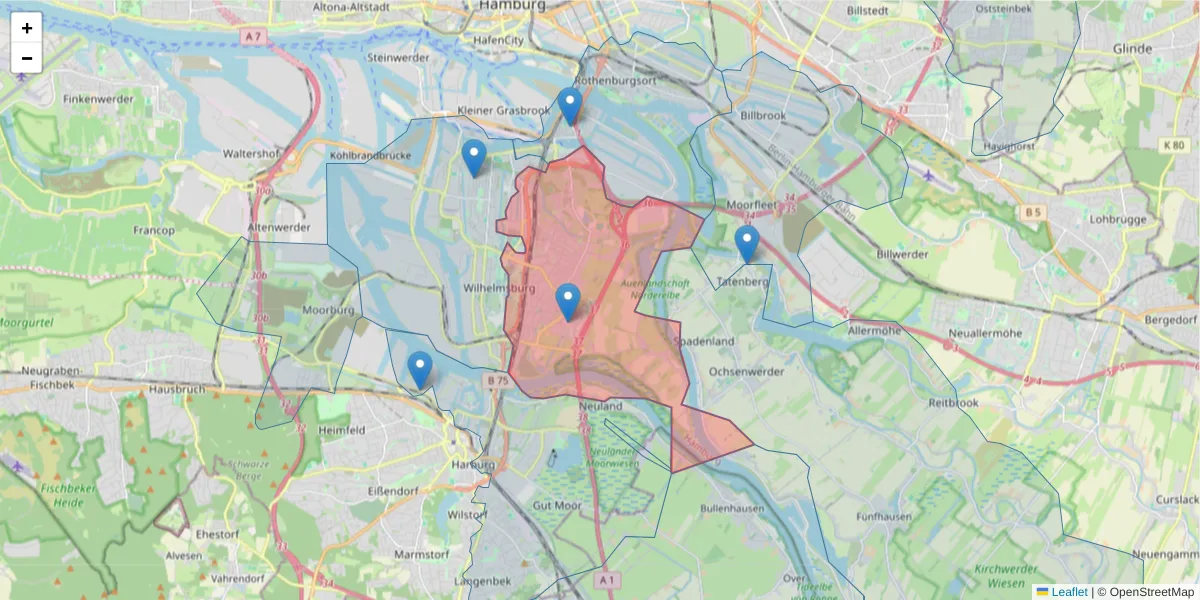 Karte des Postleitzahlen Bereichs  und der umliegenden Postleitzahlen in Deutschland