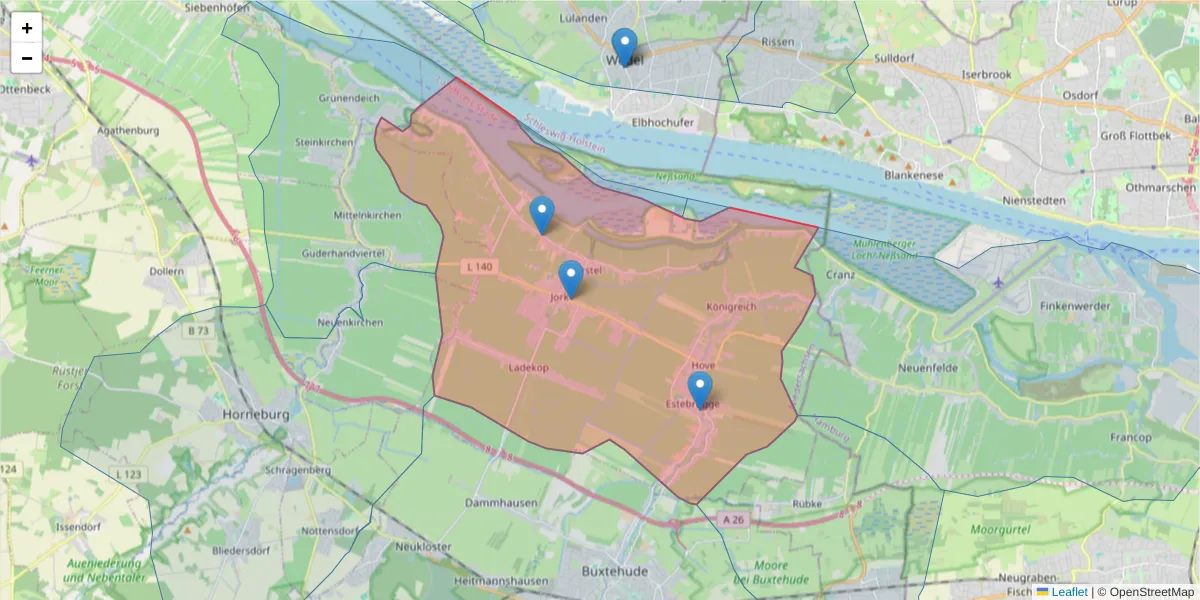Karte des Postleitzahlen Bereichs  und der umliegenden Postleitzahlen in Deutschland