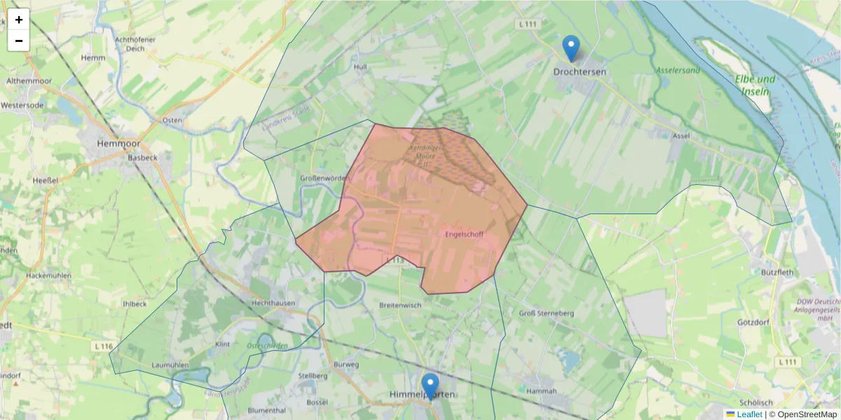 Karte des Postleitzahlen Bereichs  und der umliegenden Postleitzahlen in Deutschland
