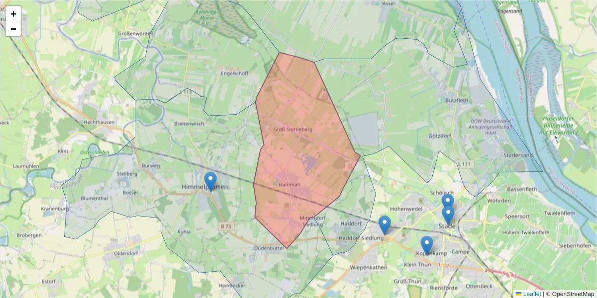 Karte des Postleitzahlen Bereichs  und der umliegenden Postleitzahlen in Deutschland