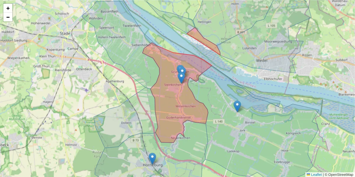 Karte des Postleitzahlen Bereichs  und der umliegenden Postleitzahlen in Deutschland