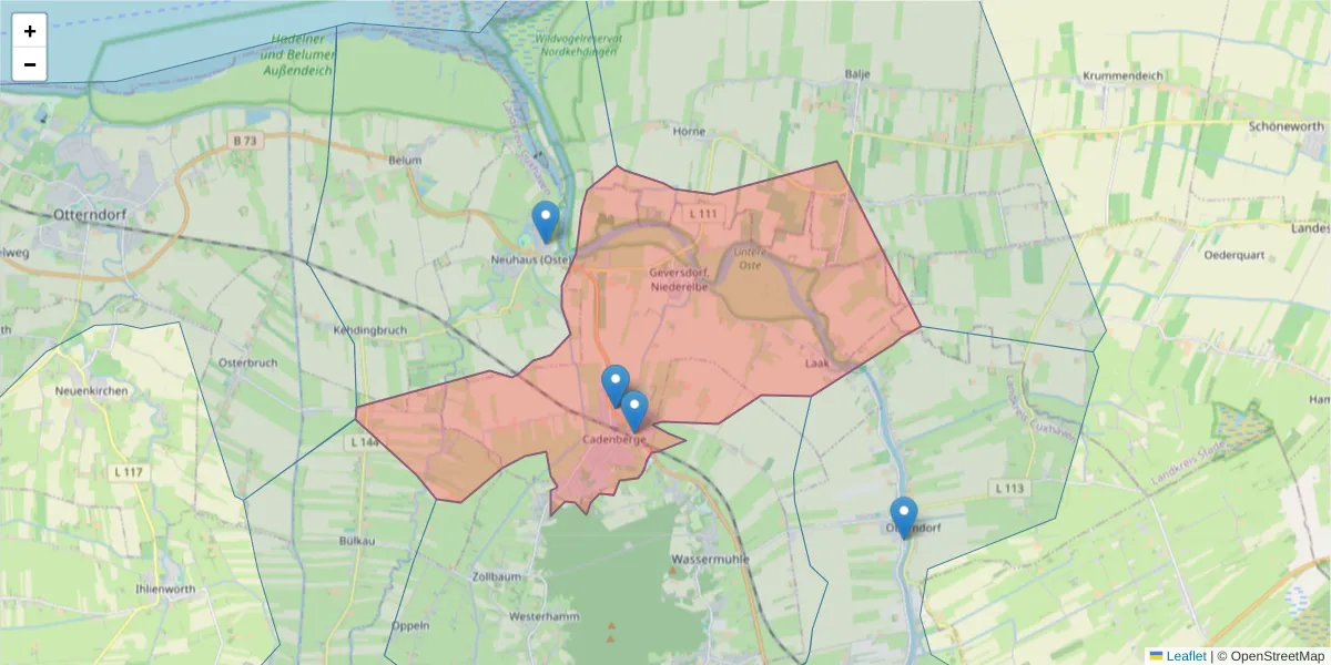 Karte des Postleitzahlen Bereichs  und der umliegenden Postleitzahlen in Deutschland