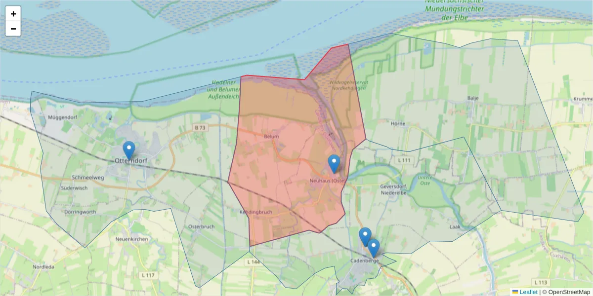 Karte des Postleitzahlen Bereichs  und der umliegenden Postleitzahlen in Deutschland