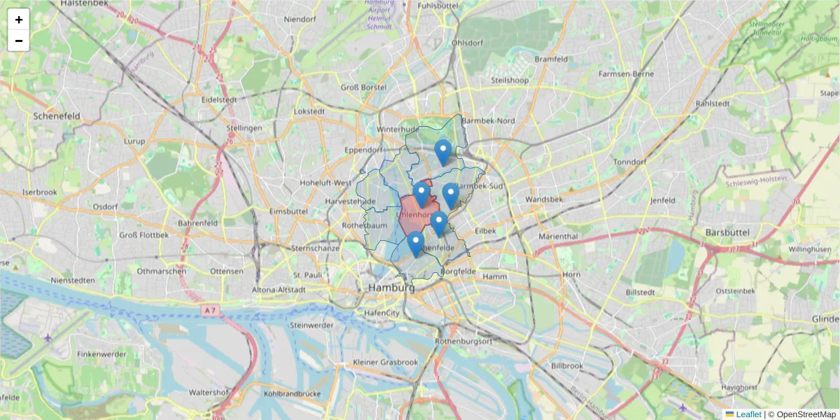 Karte des Postleitzahlen Bereichs  und der umliegenden Postleitzahlen in Deutschland