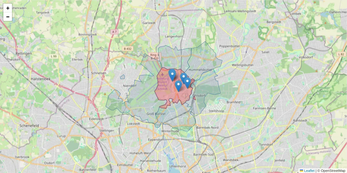 Karte des Postleitzahlen Bereichs  und der umliegenden Postleitzahlen in Deutschland