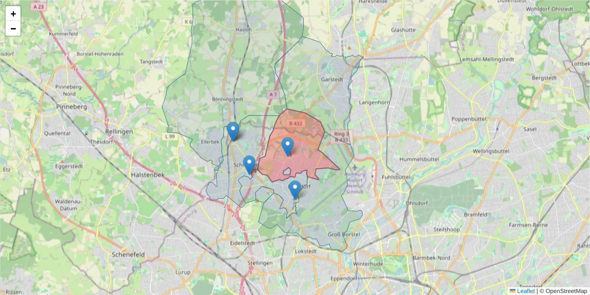 Karte des Postleitzahlen Bereichs  und der umliegenden Postleitzahlen in Deutschland