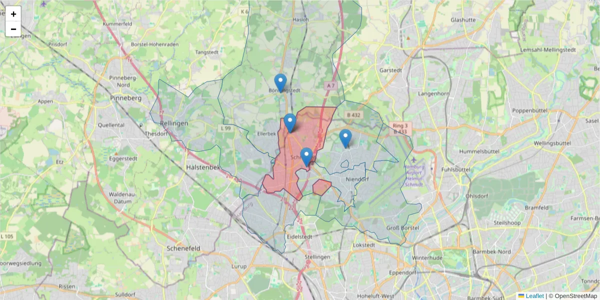 Karte des Postleitzahlen Bereichs  und der umliegenden Postleitzahlen in Deutschland
