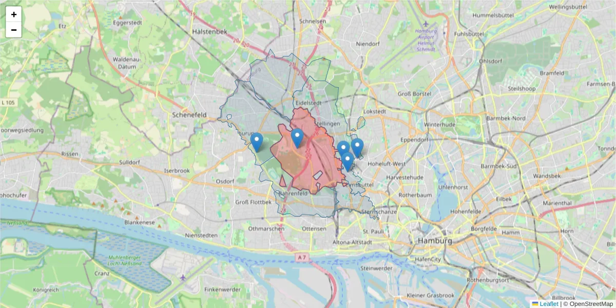 Karte des Postleitzahlen Bereichs  und der umliegenden Postleitzahlen in Deutschland