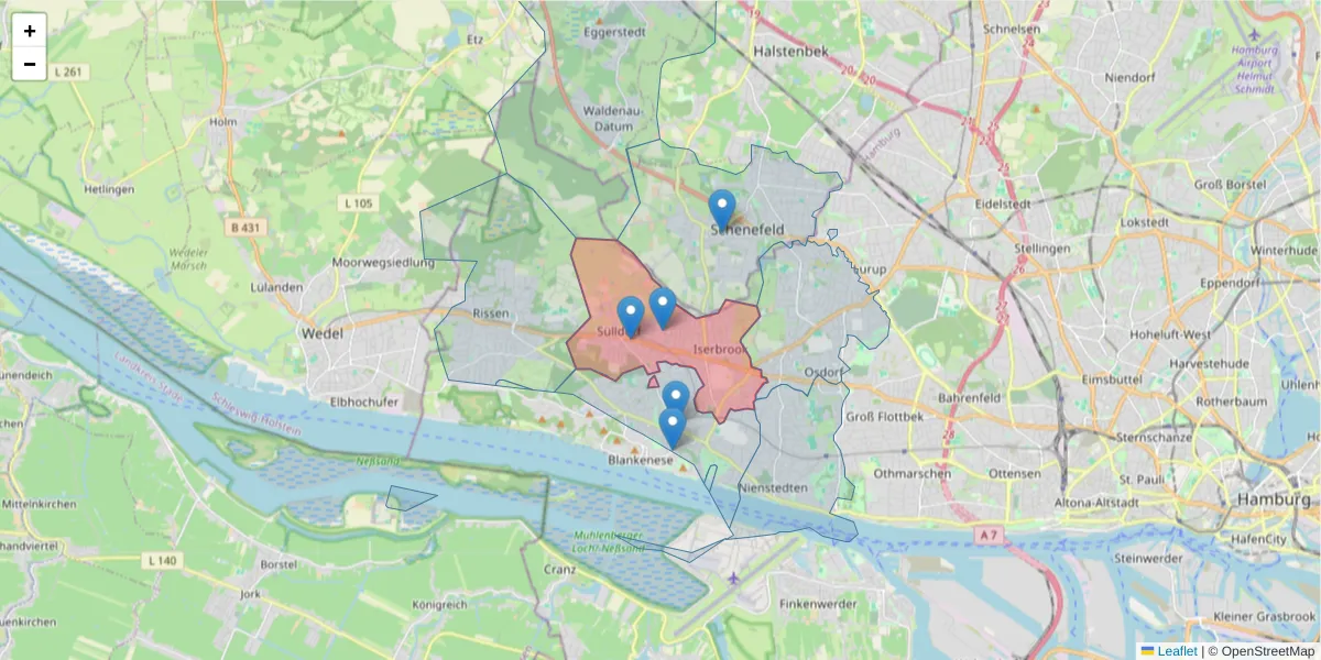 Karte des Postleitzahlen Bereichs  und der umliegenden Postleitzahlen in Deutschland