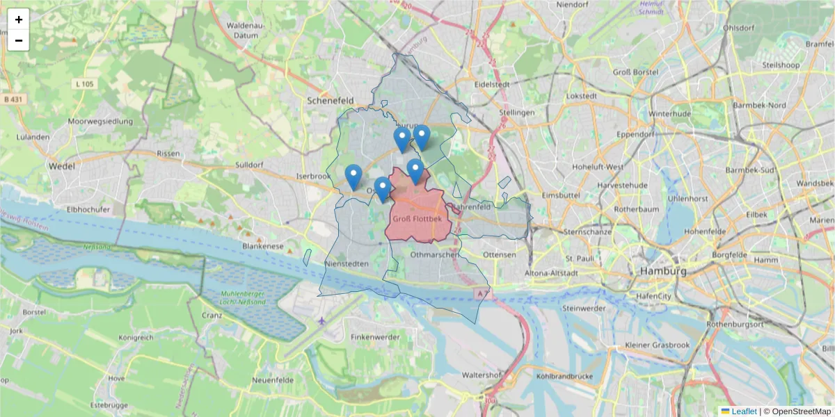 Karte des Postleitzahlen Bereichs  und der umliegenden Postleitzahlen in Deutschland