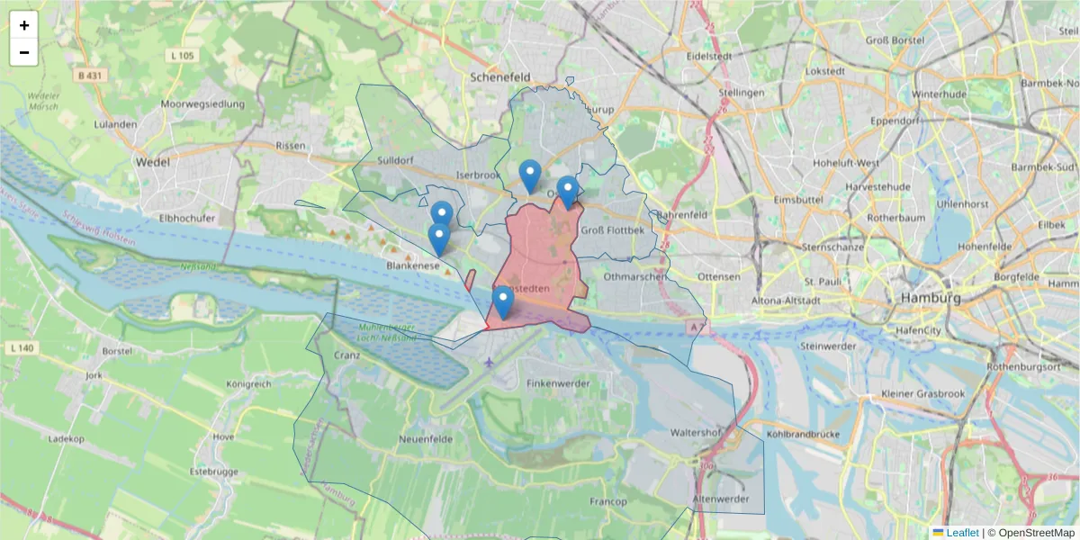 Karte des Postleitzahlen Bereichs  und der umliegenden Postleitzahlen in Deutschland