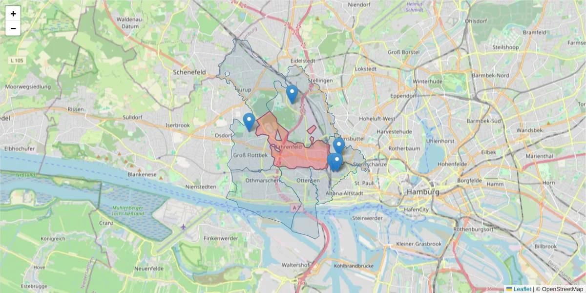 Karte des Postleitzahlen Bereichs  und der umliegenden Postleitzahlen in Deutschland