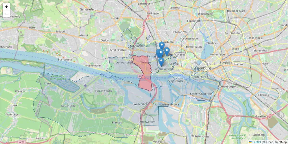 Karte des Postleitzahlen Bereichs  und der umliegenden Postleitzahlen in Deutschland