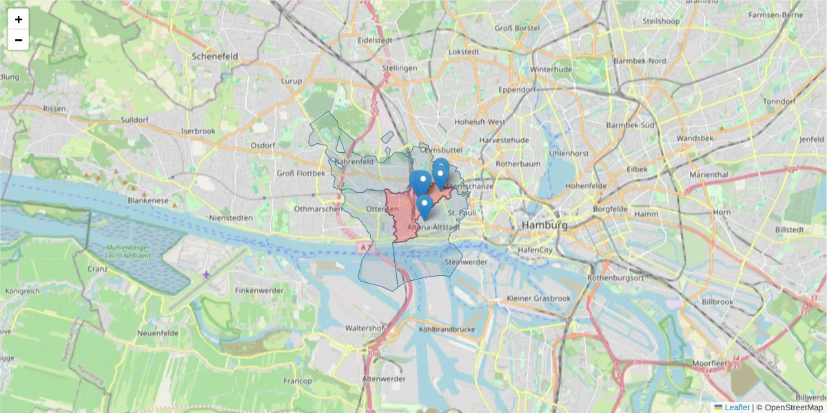 Karte des Postleitzahlen Bereichs  und der umliegenden Postleitzahlen in Deutschland