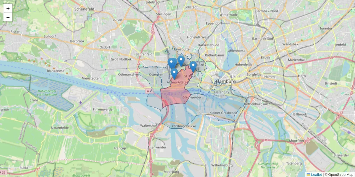 Karte des Postleitzahlen Bereichs  und der umliegenden Postleitzahlen in Deutschland