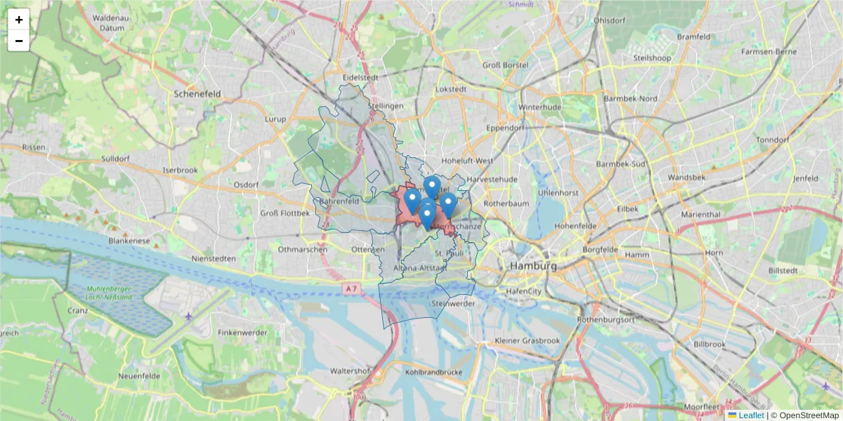 Karte des Postleitzahlen Bereichs  und der umliegenden Postleitzahlen in Deutschland