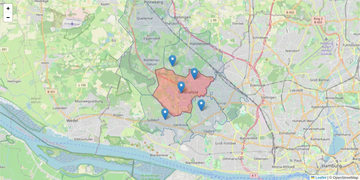 Karte des Postleitzahlen Bereichs  und der umliegenden Postleitzahlen in Deutschland