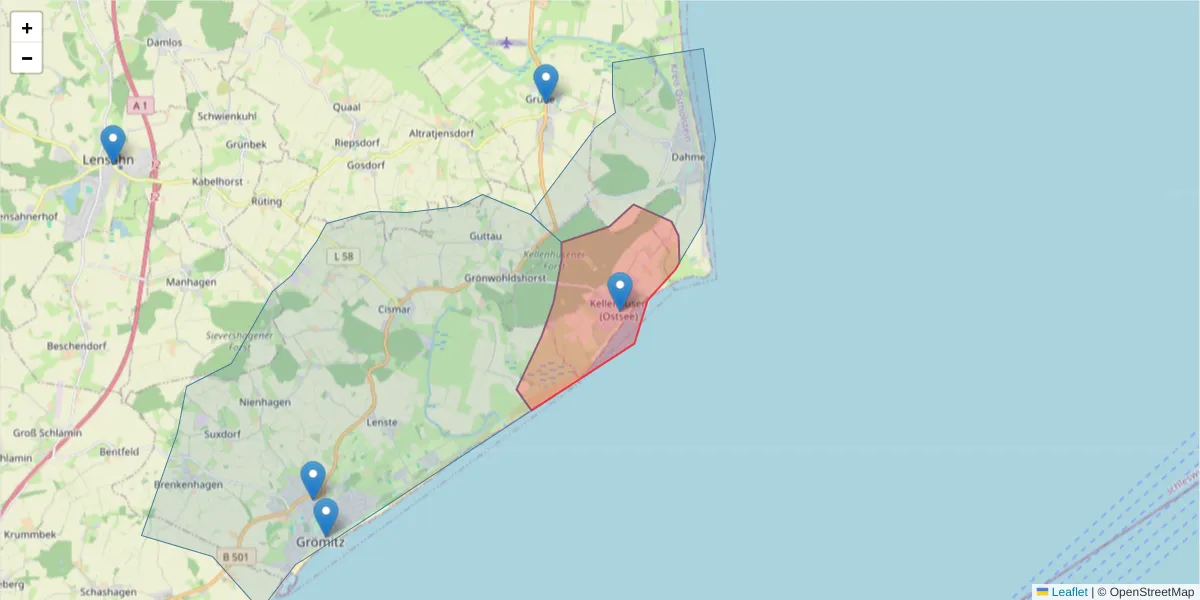 Karte des Postleitzahlen Bereichs  und der umliegenden Postleitzahlen in Deutschland
