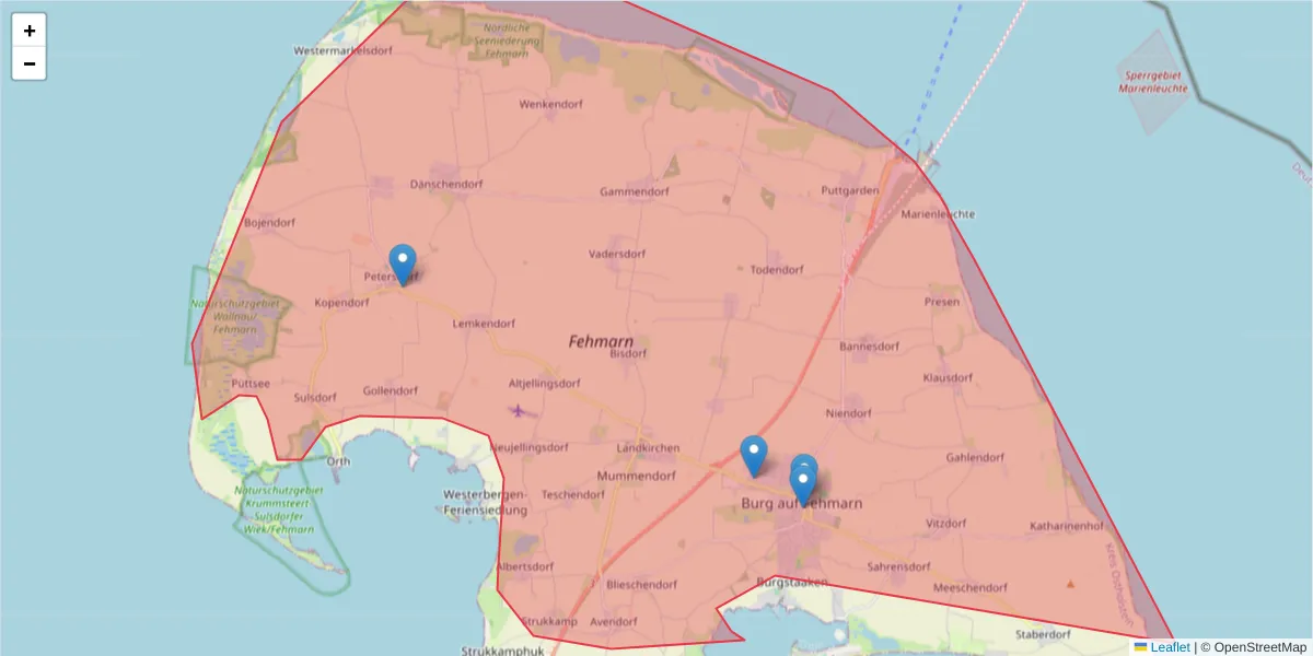 Karte des Postleitzahlen Bereichs  und der umliegenden Postleitzahlen in Deutschland
