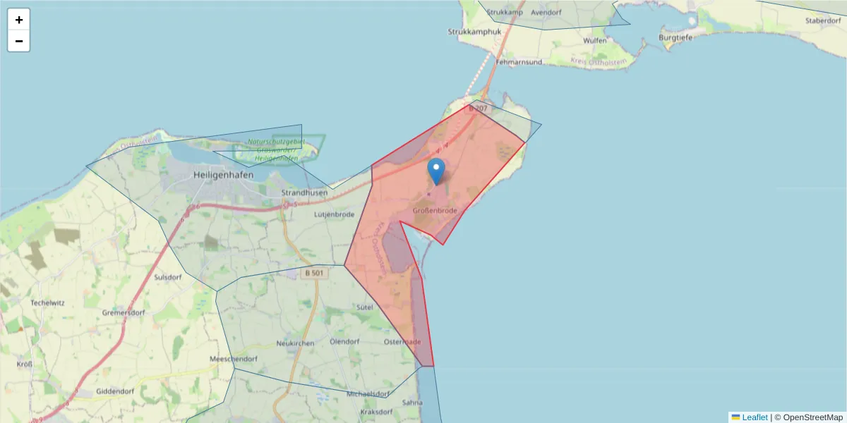 Karte des Postleitzahlen Bereichs  und der umliegenden Postleitzahlen in Deutschland