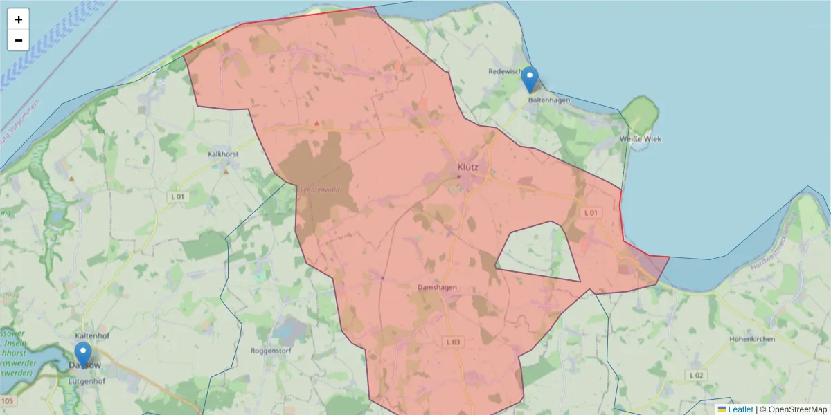 Karte des Postleitzahlen Bereichs  und der umliegenden Postleitzahlen in Deutschland