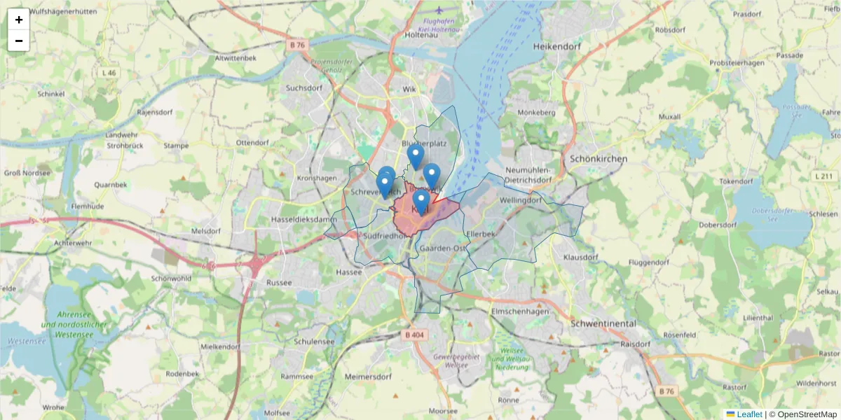 Karte des Postleitzahlen Bereichs  und der umliegenden Postleitzahlen in Deutschland