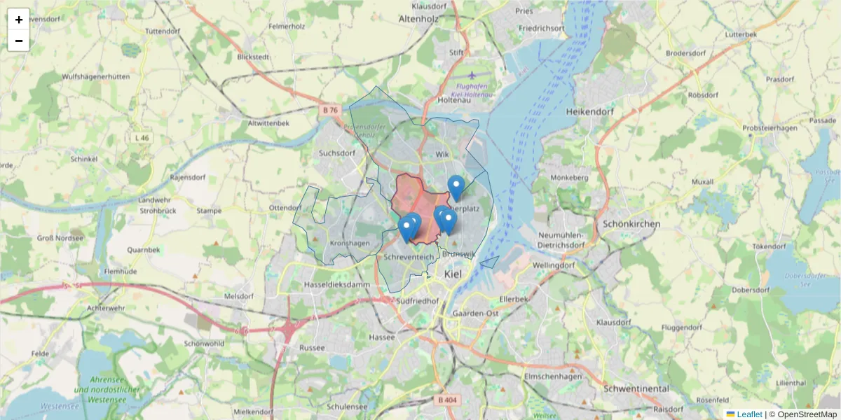 Karte des Postleitzahlen Bereichs  und der umliegenden Postleitzahlen in Deutschland