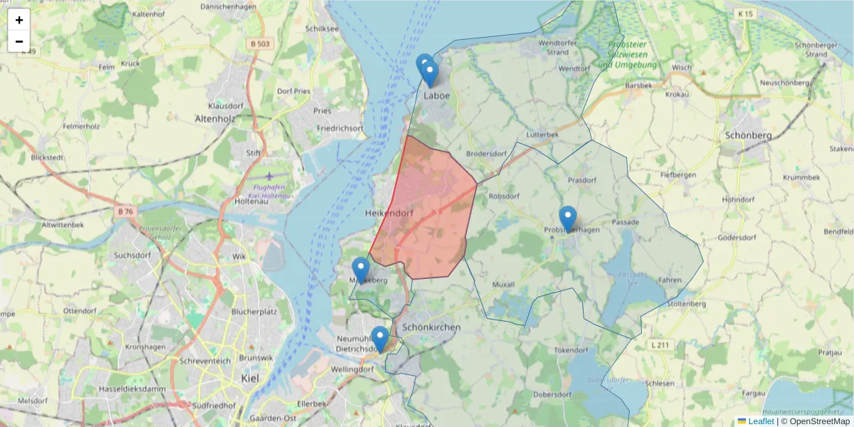 Karte des Postleitzahlen Bereichs  und der umliegenden Postleitzahlen in Deutschland