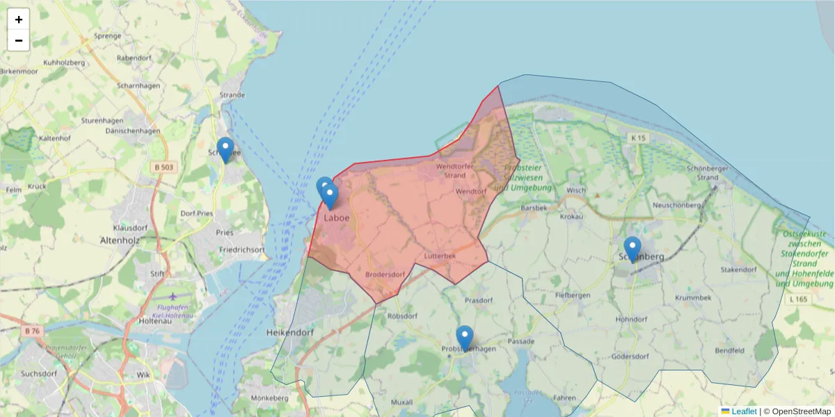 Karte des Postleitzahlen Bereichs  und der umliegenden Postleitzahlen in Deutschland